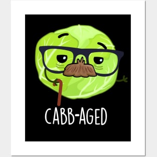 Cabb-aged Funny Old Veggie Cabbage Pun Posters and Art